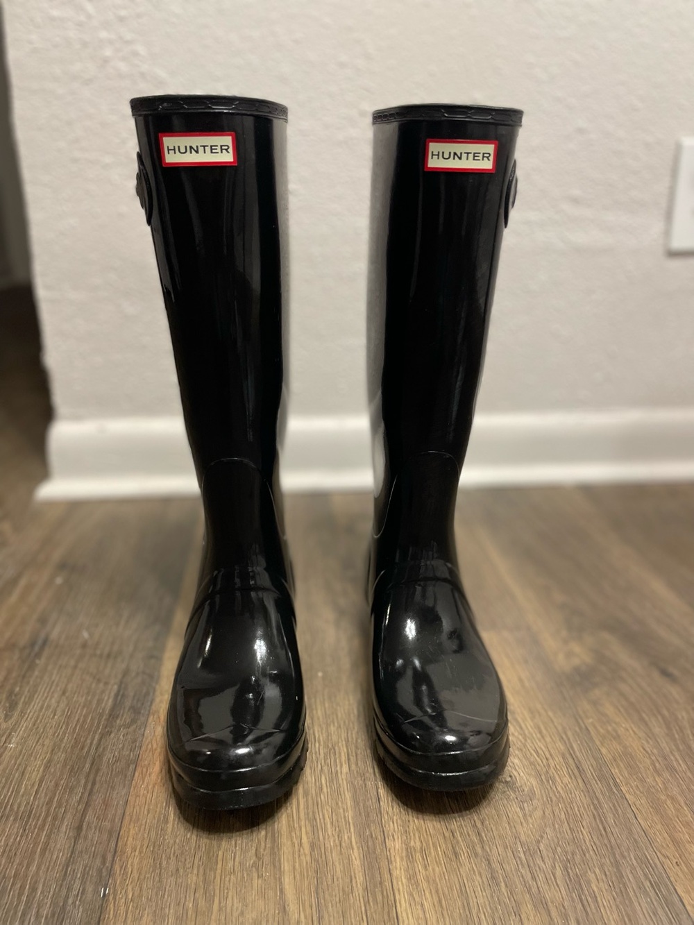 Hunter Glossy Black Tall Boots